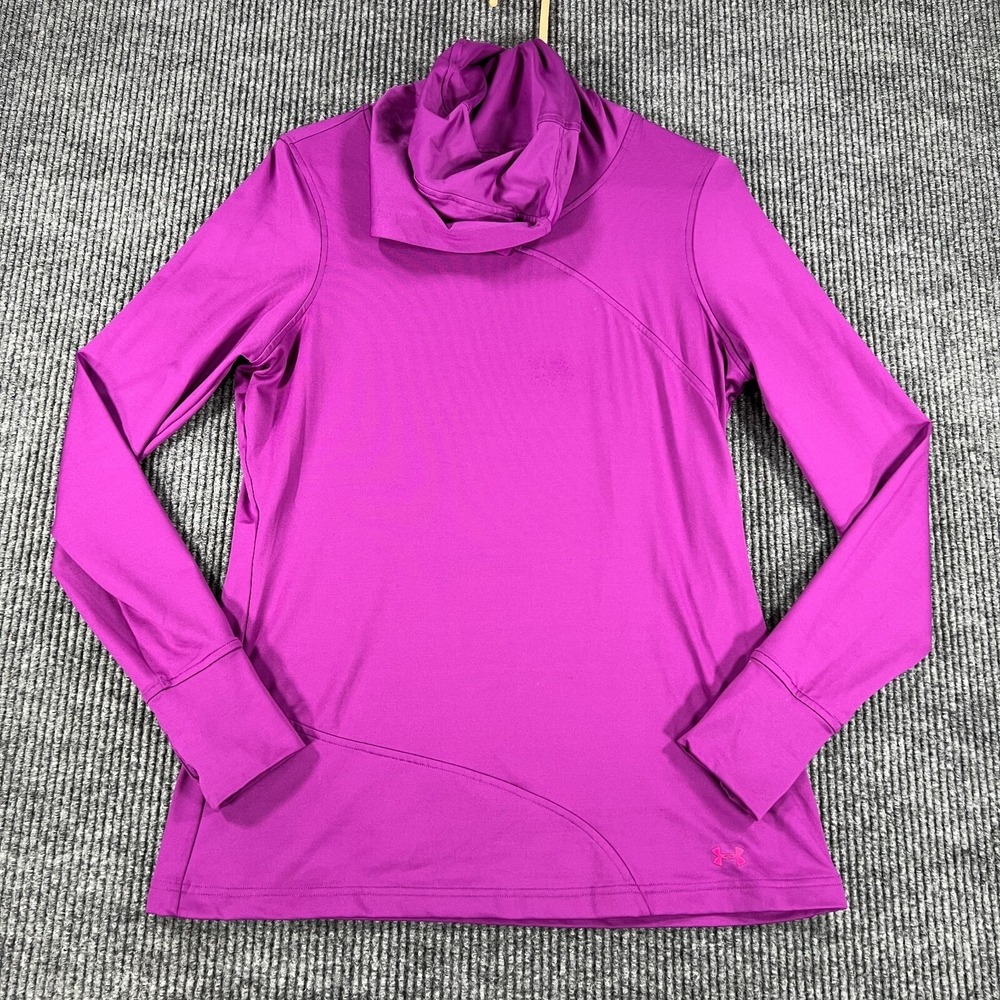 Under Armour Hoodie Sweatshirt Womens Large Purple Long Sleeve Cold Gear Active